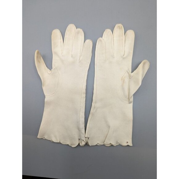 Ladies Dress Gloves Hudson Bay Miss Aris Eyelets Beaded Off White Size Small Lot - Picture 7 of 16